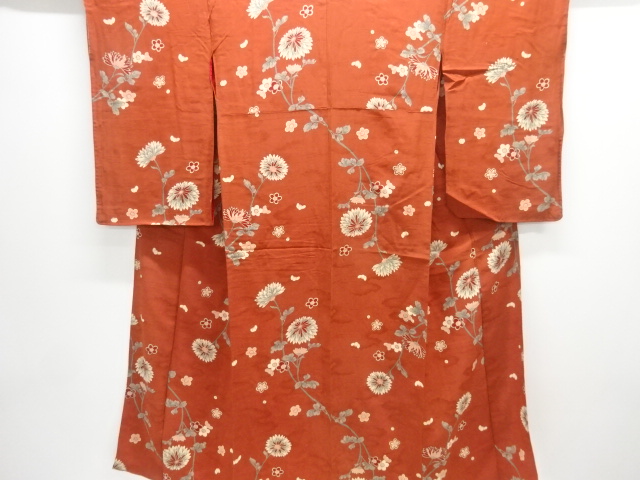 JAPANESE KIMONO / ANTIQUE KIMONO / SILK / MON KINSHA / KIKU